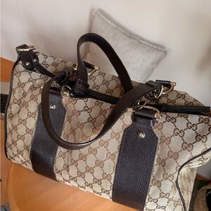 Gucci Beige and Dark Brown Satchel